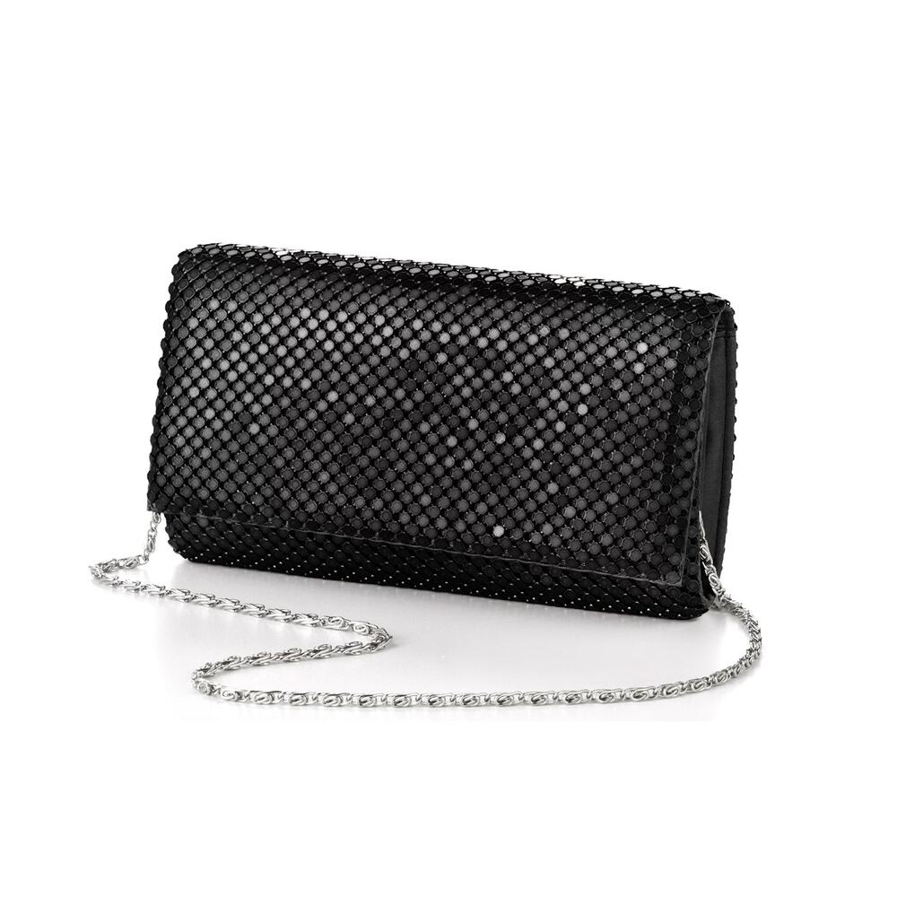 Gunne Sax Jessica McClintock V31000 Black Metal Mesh Crossbody Clutch Y2K